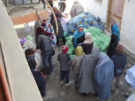 Seamstresses bring the finished duvets