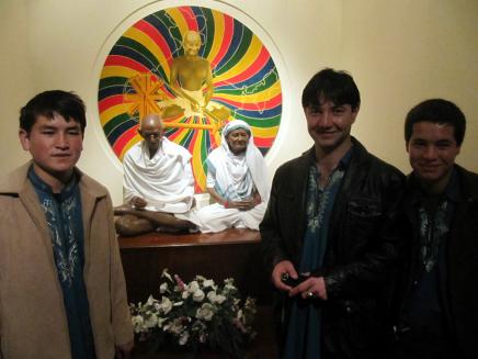 Ali, Faiz and Abdulai at the Gandhi Memorial in New Delhi, India
