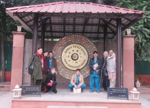 The youth with peace activists Maya Evans ( UK ),  Kathy Kelly ( USA ) , Paul and Kathrin ( Canada )  at the World Peace Gong