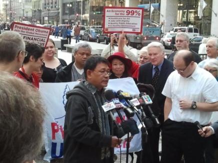 Joe Iosbaker, of the Coalition Against NATO/G8 War and Poverty Agenda, at a press conference in March. Photo: Nerissa Allegretti | http://vcnv.org/protestors-to-march-on-may-20-opening-of-nato-summit-in-chicago Photo from vcnv.org