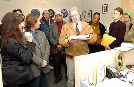 Protesters occupying Rep. Vito Fossella's office (Irving Silverstein / Staten Island Advance)